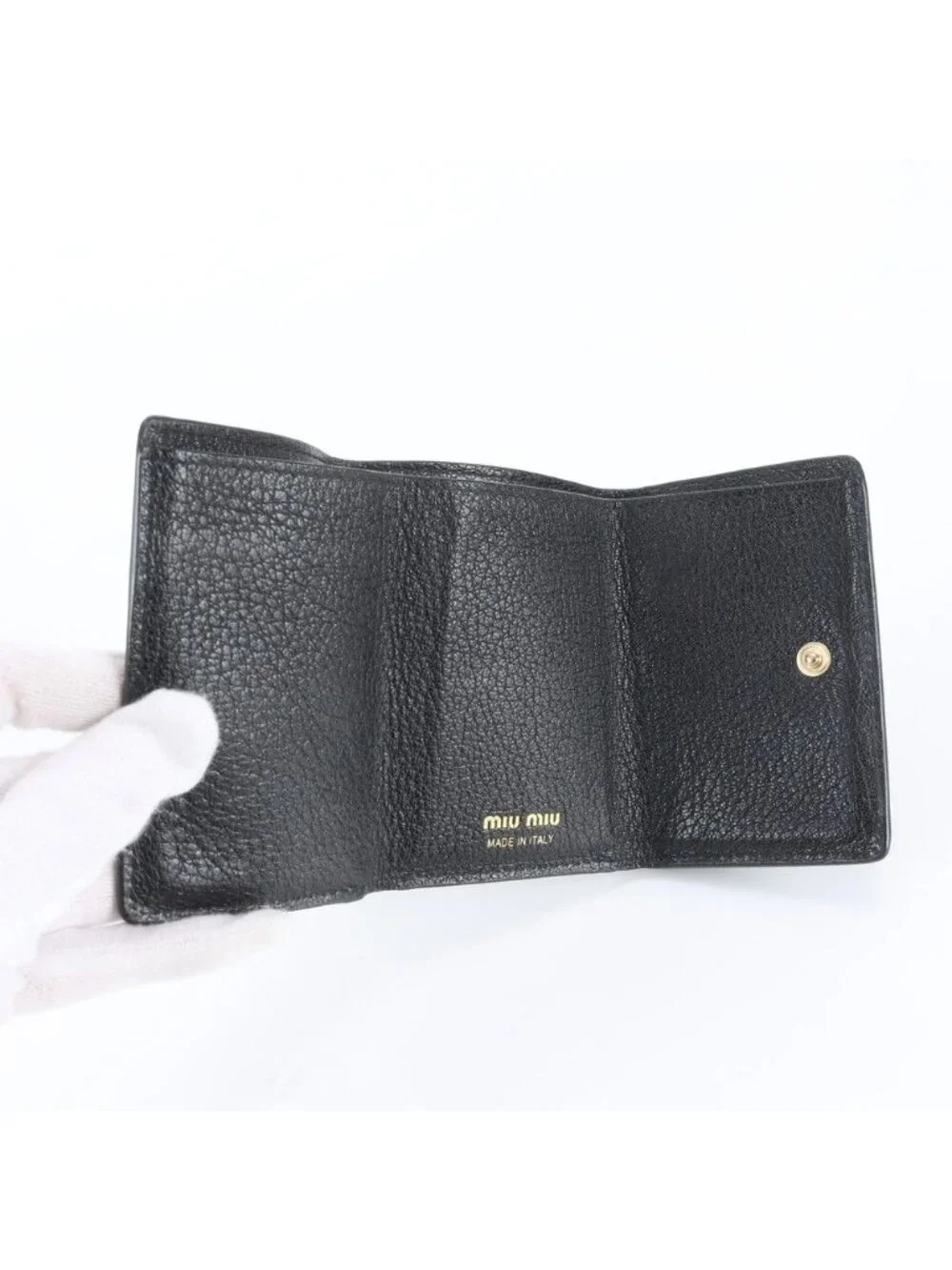 Miu Miu Included Leather Trifold Wallet Black